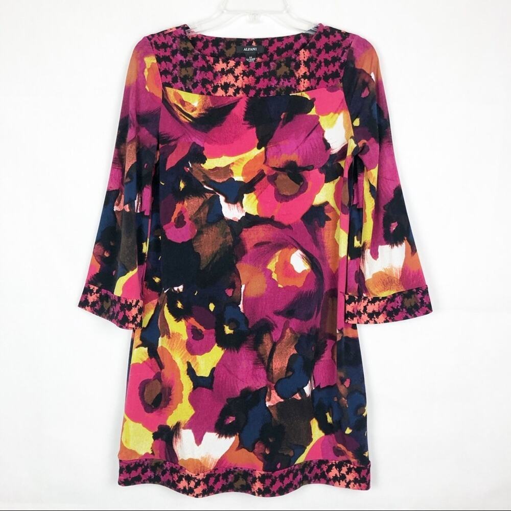 Alfani Floral Shift Dress Long Flared Sleeves